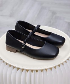 Giày búp bê Quý Cô Noir Gót Gỗ
